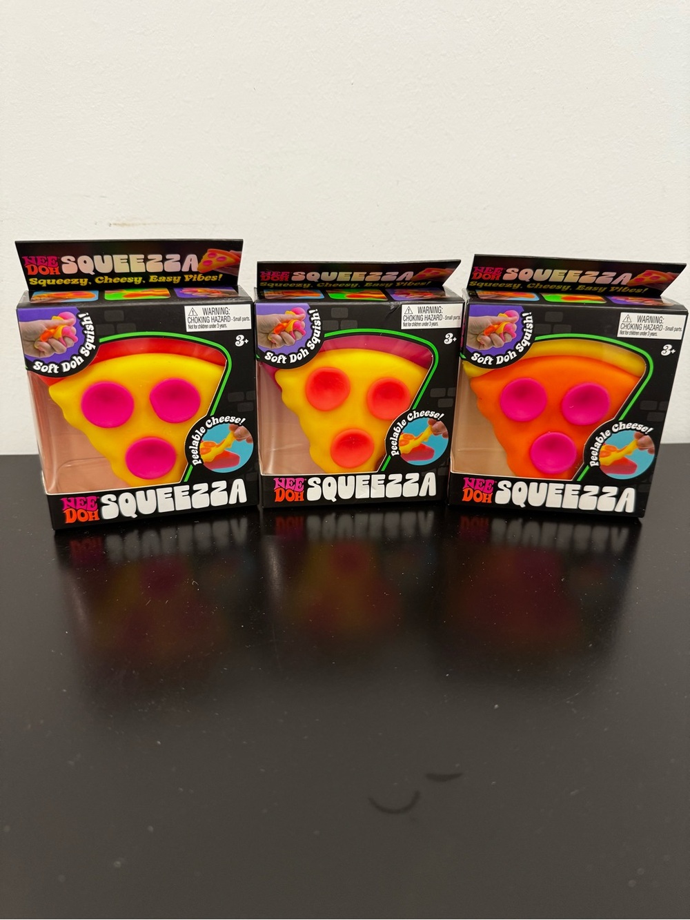 Needoh Squeezza Pizzas - Bundle of 3 - Pink, Yellow, & Orange Crusts